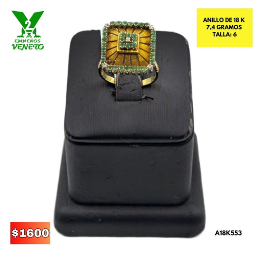 ANILLO DE 18 KILATES ESMERALDA A18K553