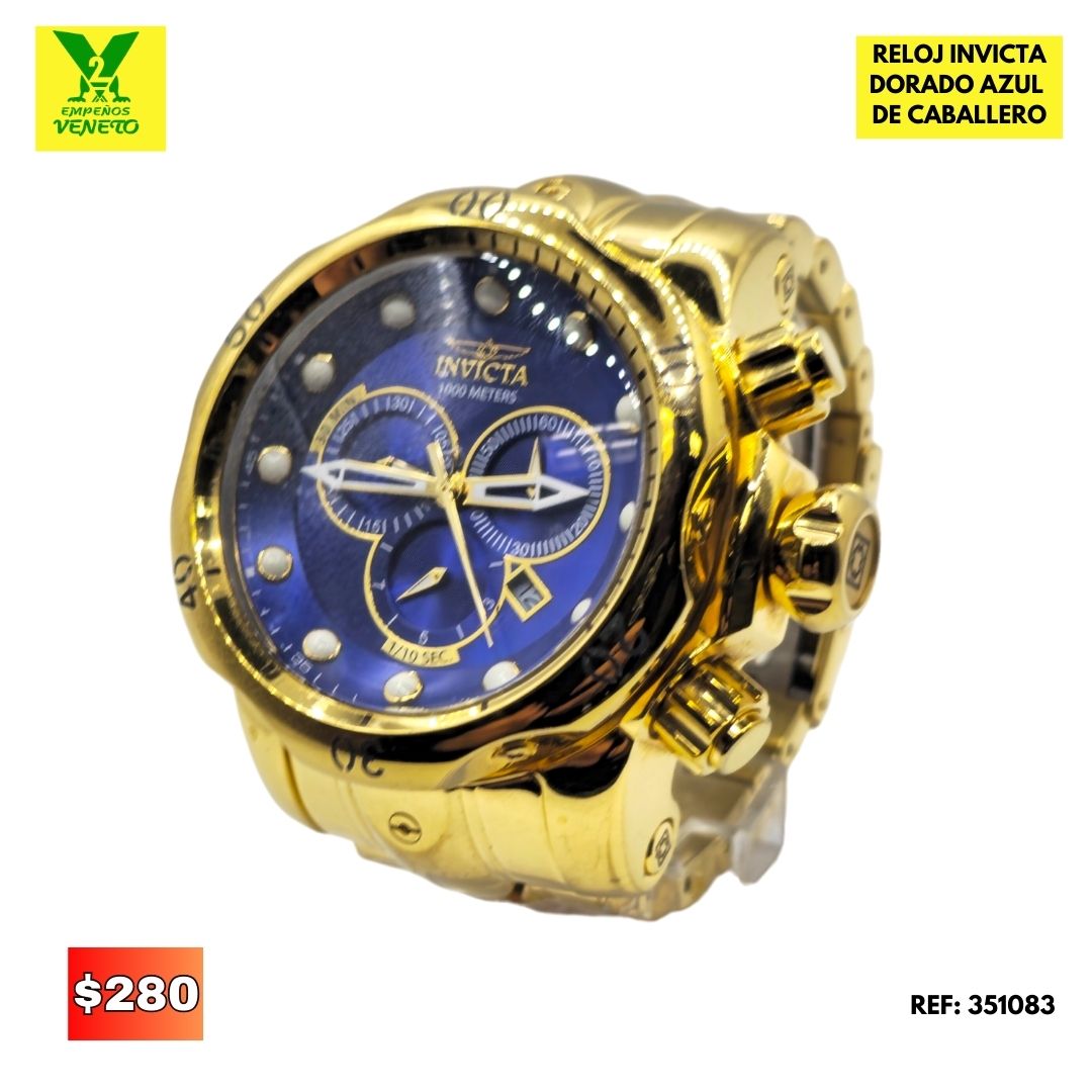 RELOJ INIVICTA DORADO FONDO AZUL 351083