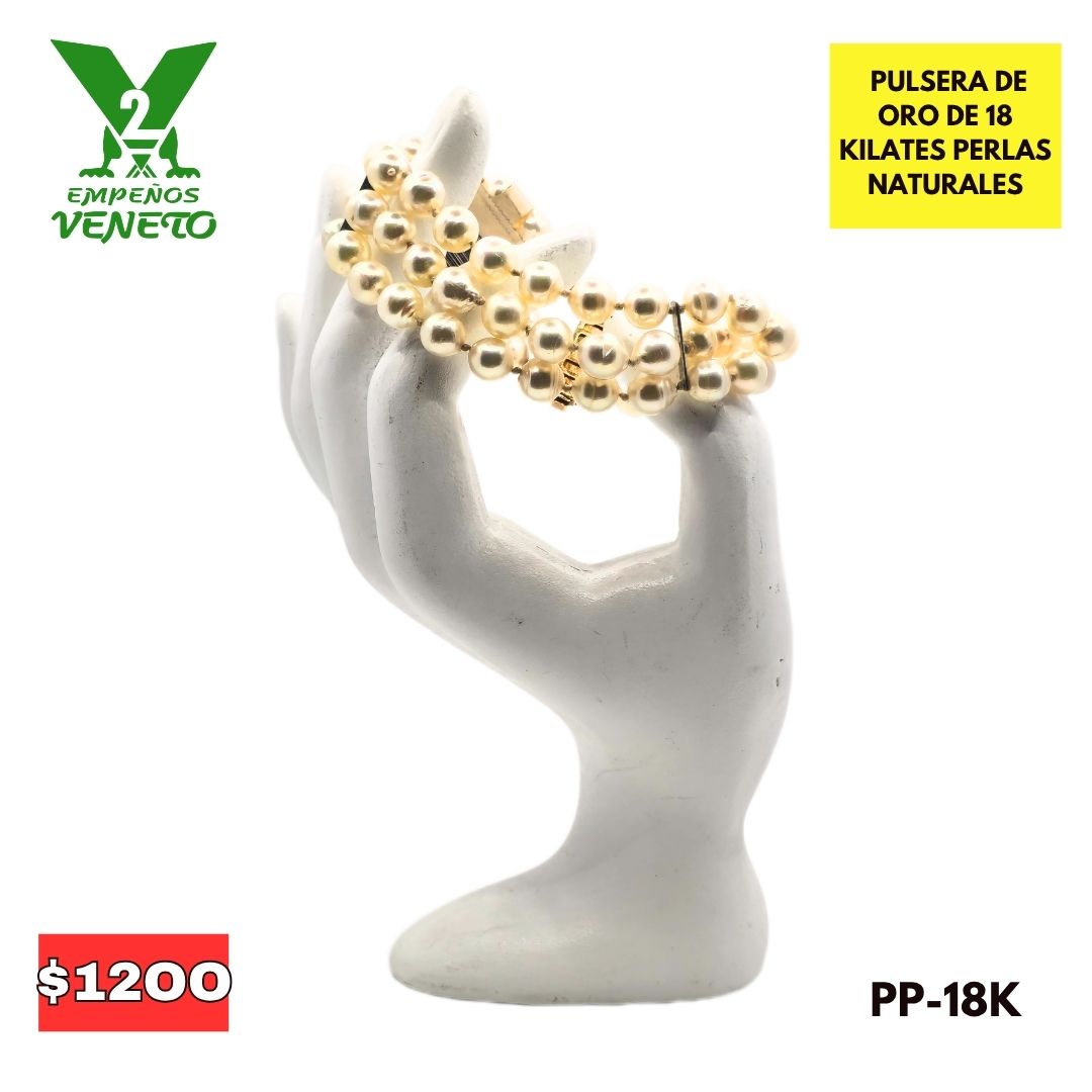 PULSERA DE PERLAS CON ORO PP-18K
