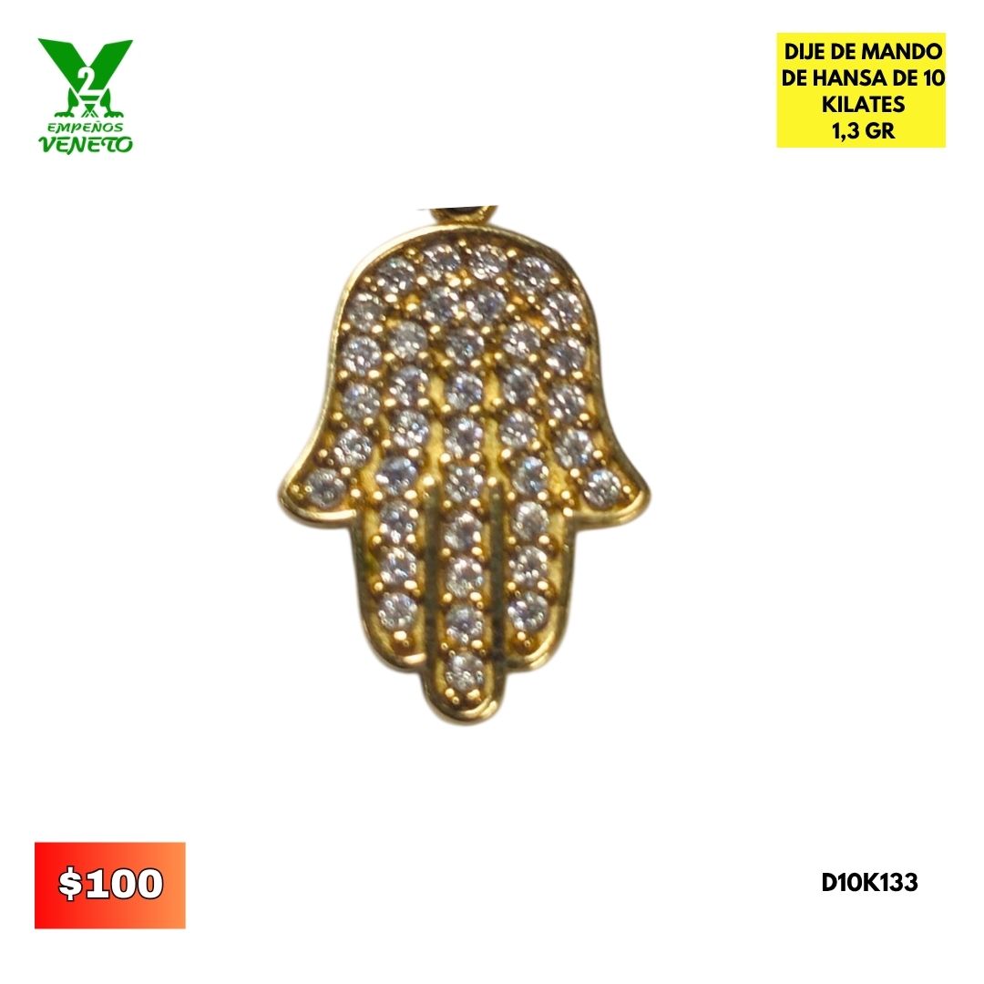 DIJE DE MANO DE HAMSA DE 10 KILATES