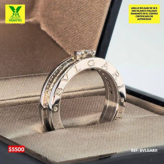 ANILLO DE ORO BLANCO CON DIAMANTE BVLGARI