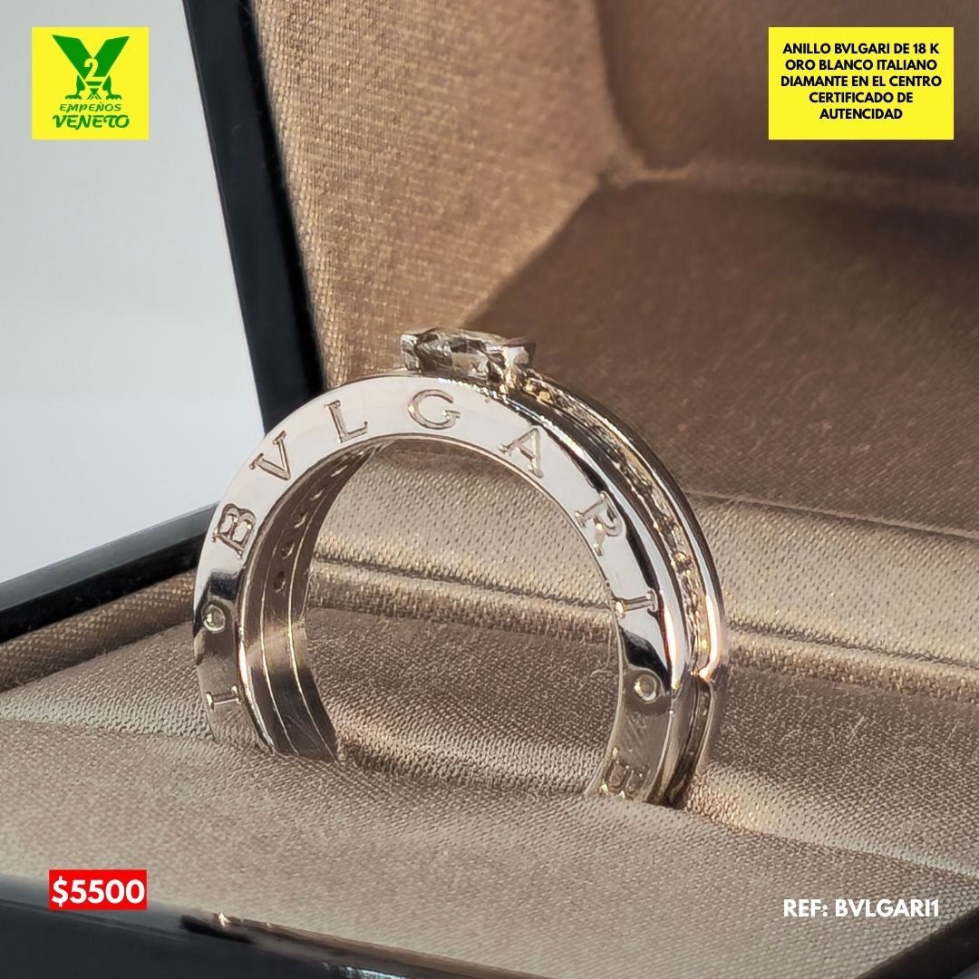 ANILLO DE ORO BLANCO CON DIAMANTE BVLGARI