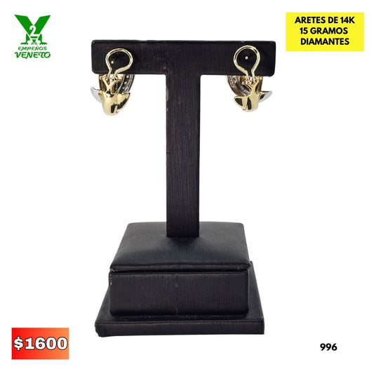 ARETES DE 14 KILATES CON HERMOSOS DIAMANTES 996