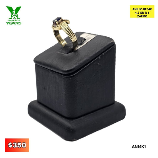 ANILLO DE ORO 14 K ZAFIRO AN14K1