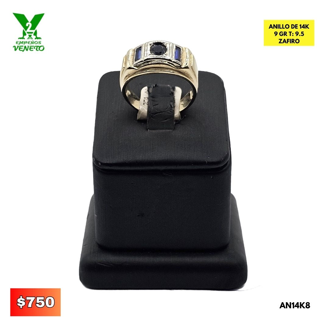 ANILLO DE 14 KILATES CON ZAFIROS AZULES AN14K8