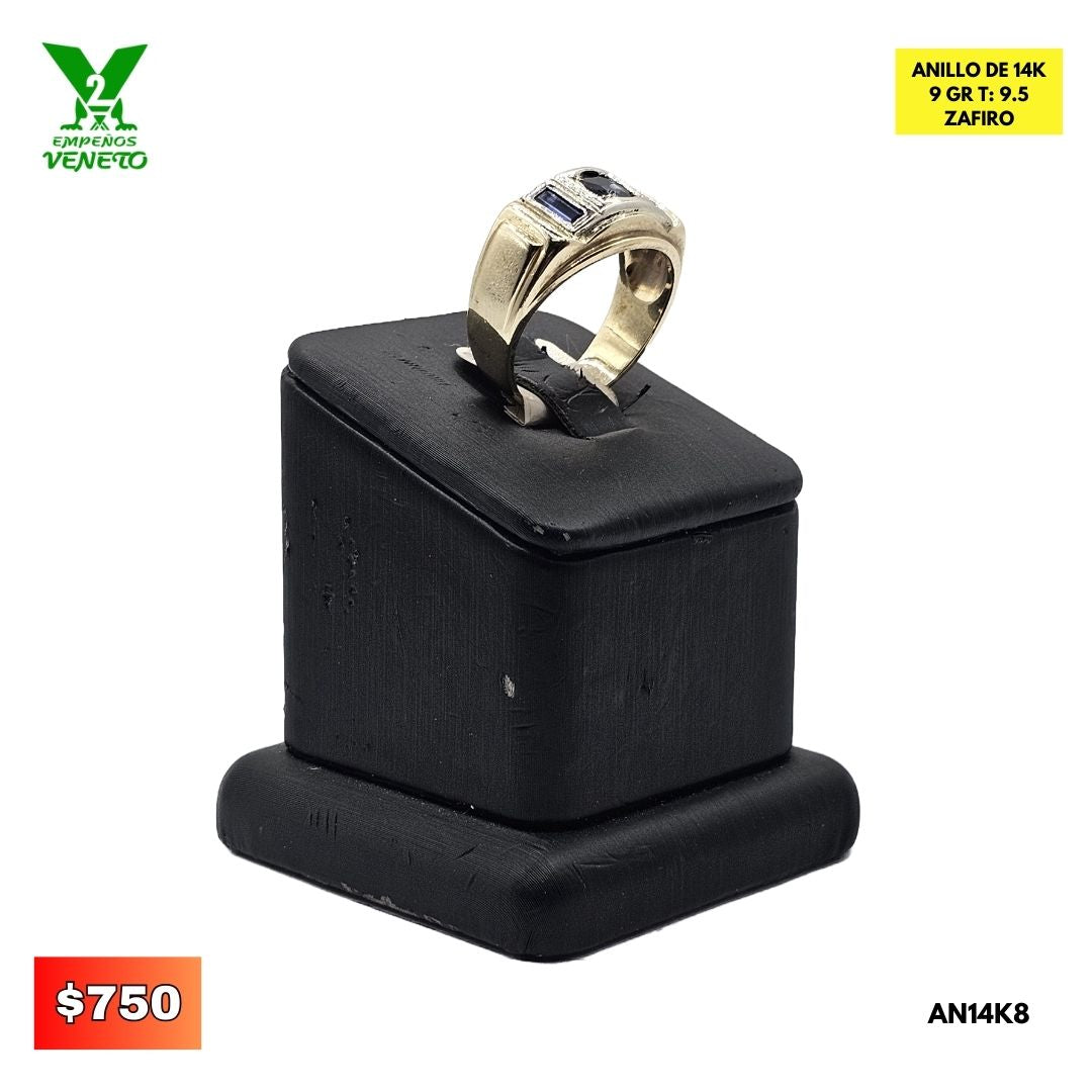 ANILLO DE 14 KILATES CON ZAFIROS AZULES AN14K8