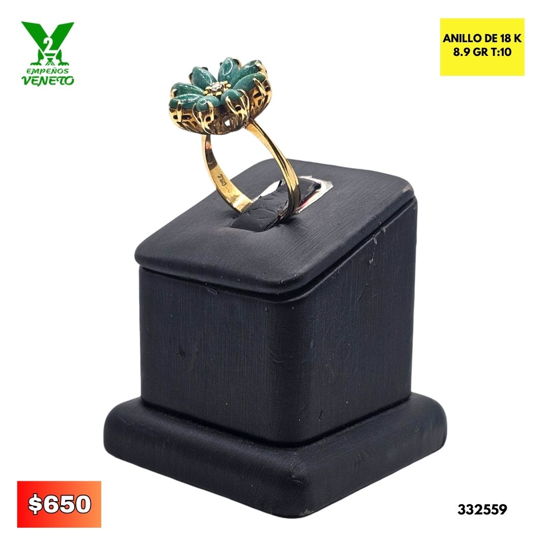 ANILLO DE 18 KILATES CON CORAL 332559