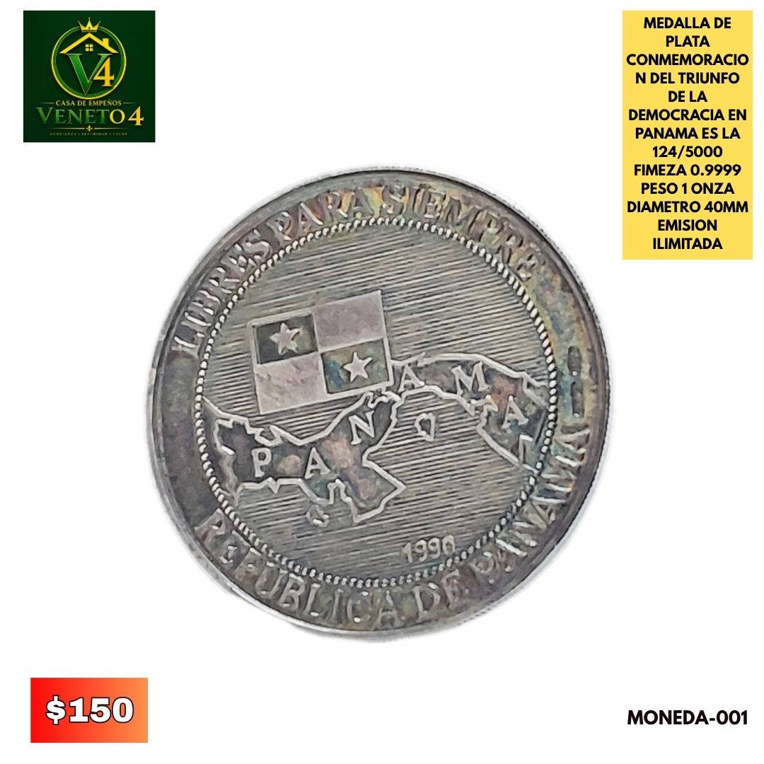MEDALLA DE PLATA CERTIFICADA MONEDA-001