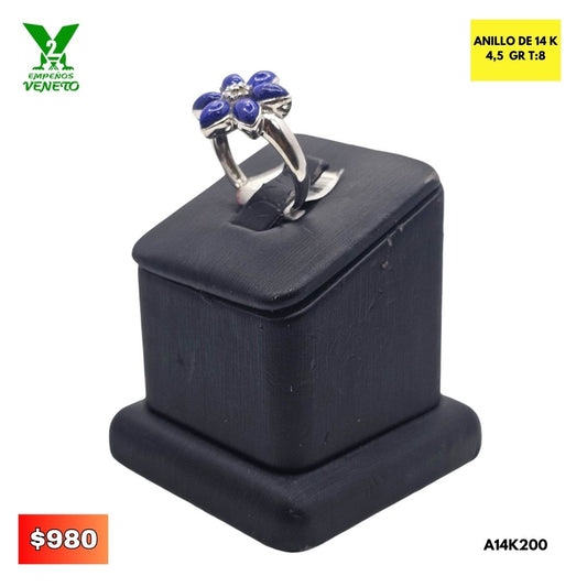 ANILLO DE 14 KILATES CON HERMOSOS DIAMANTES Y CORAL A14K200