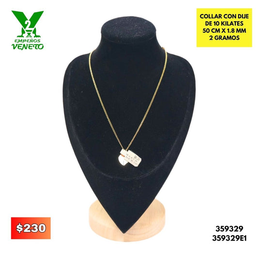 COLLAR CON DIJE DE CORAZON DE 10 KILATES 359329 359329E1