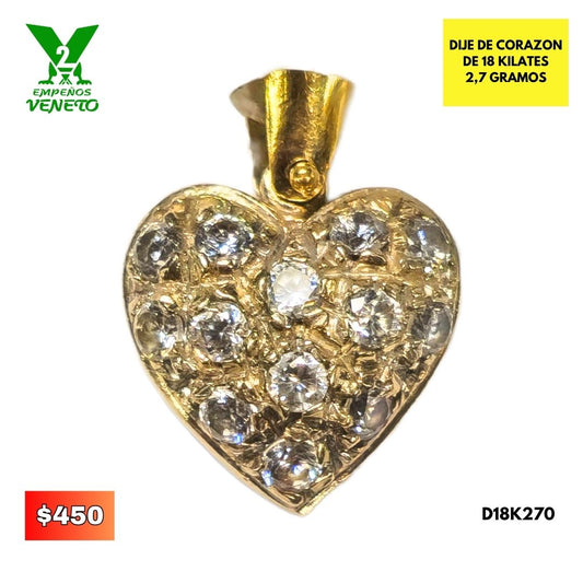 DIJE DE CORAZON DE 18 KILATES D18K270