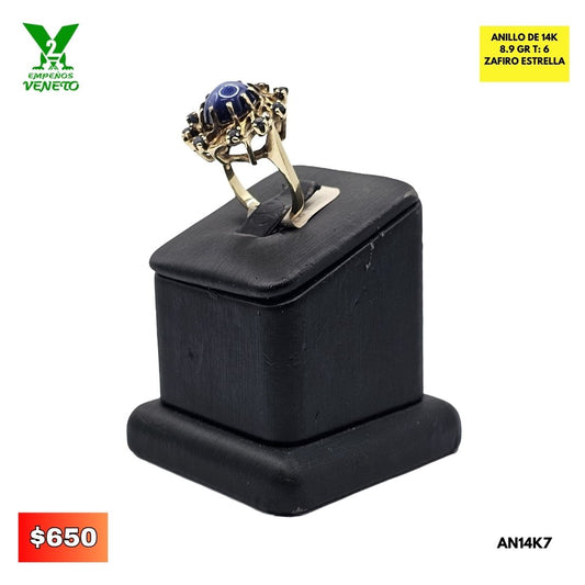 ANILLO DE 14 KILATES CON HERMOSO ZAFIRO ESTRELLA AN14K7