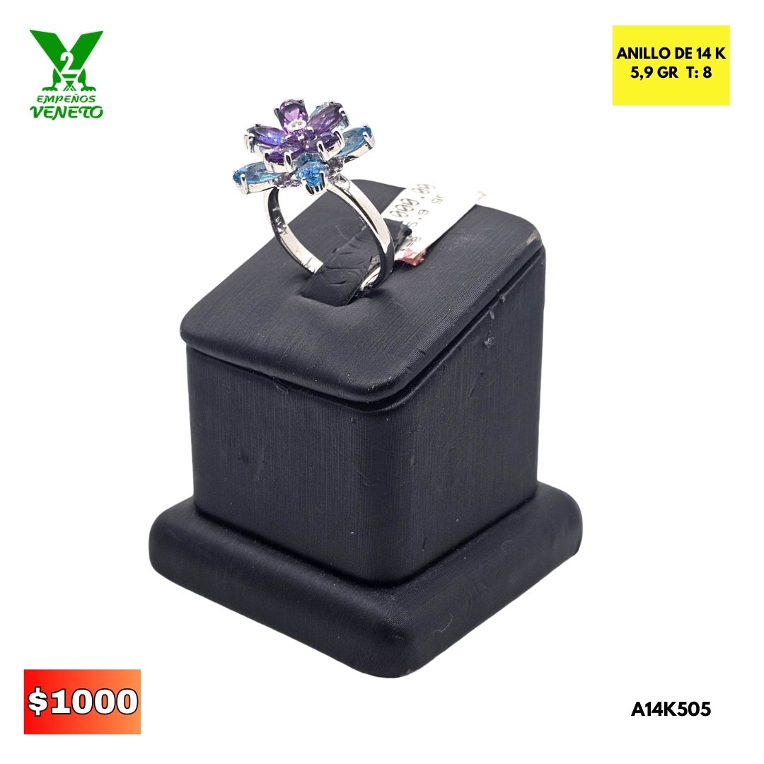 ANILLO DE 14K HERMOSAS PIEDRAS PRECIOSAS A14K505