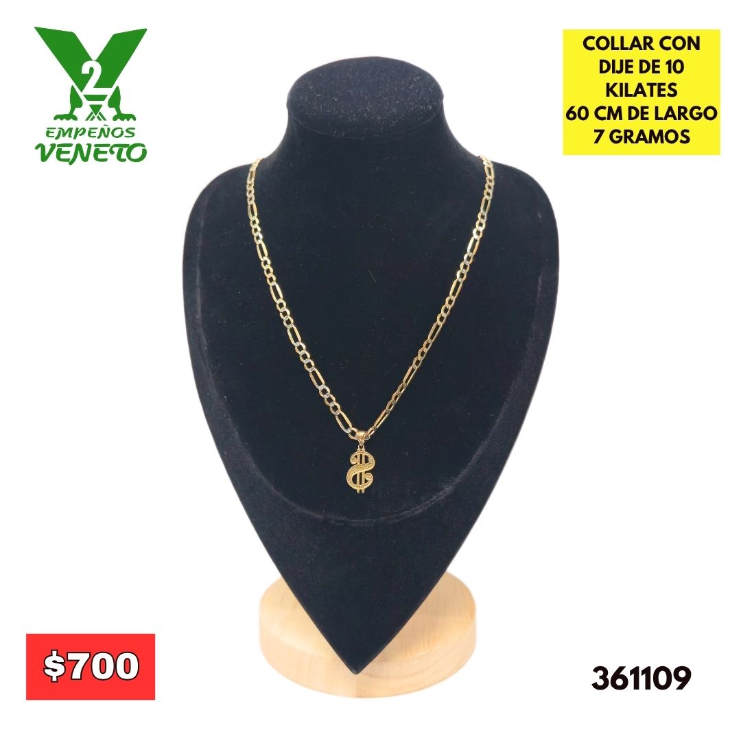 COLLAR CON DIJE DE ORO 10 KILATES 361109