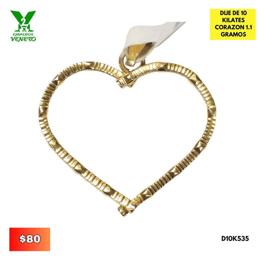 DIJE DE CORAZON DE 10 KILATES D10K535