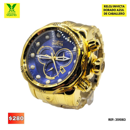RELOJ INIVICTA DORADO FONDO AZUL 351083