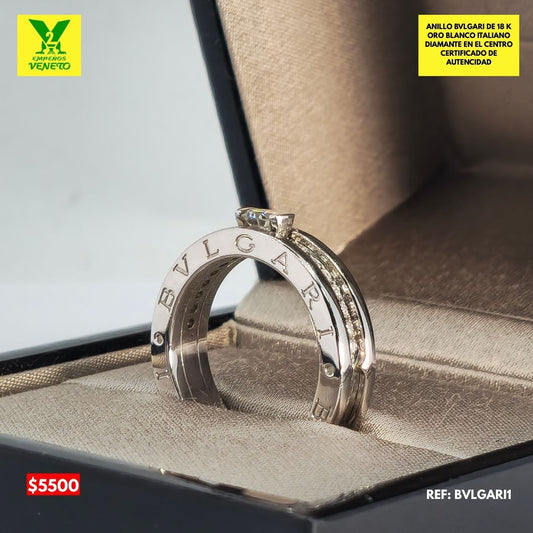 ANILLO DE ORO BLANCO CON DIAMANTE BVLGARI
