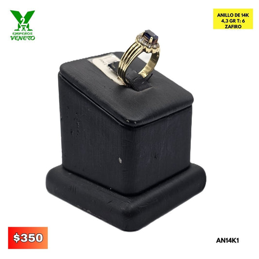 ANILLO DE ORO 14 K ZAFIRO AN14K1