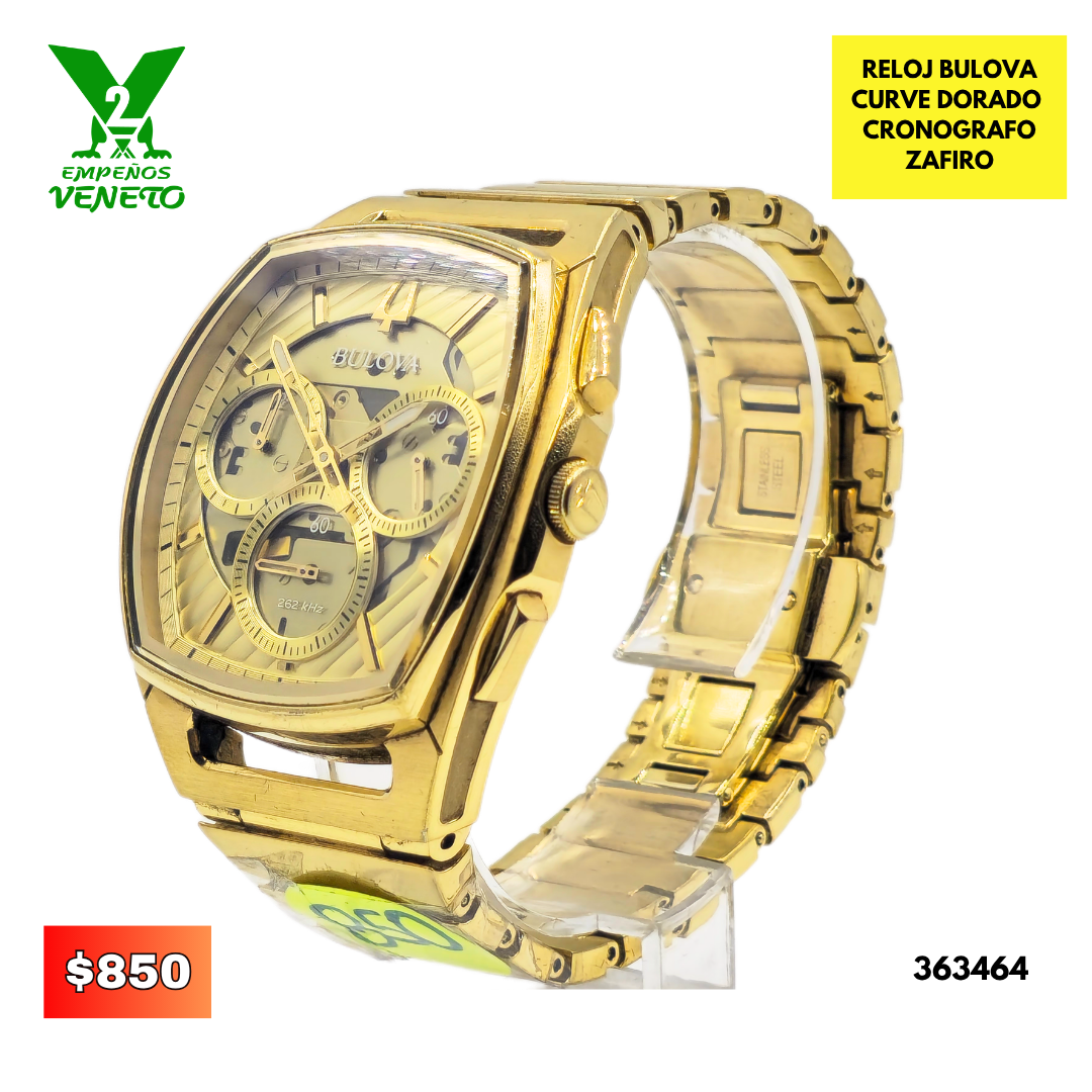 RELOJ BULOVA CURVE DORADO 363464