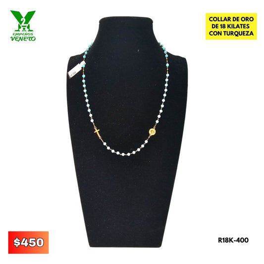 COLLAR TURQUEZA 18 KILATES R18K-400