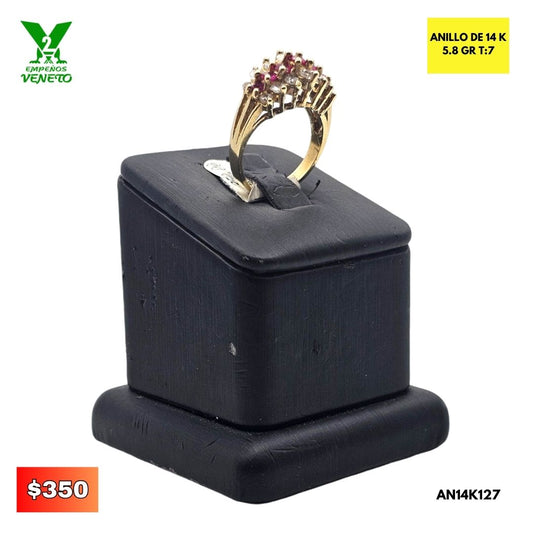 ANILLO 14 KILATES CON RUBIES AN14K127