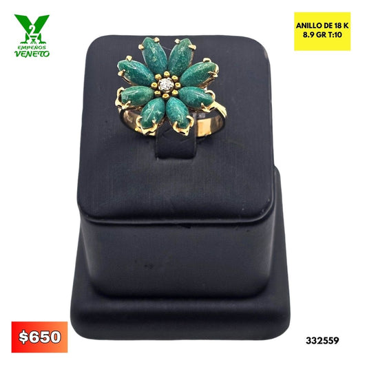 ANILLO DE 18 KILATES CON CORAL 332559