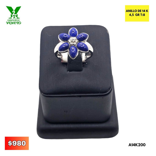 ANILLO DE 14 KILATES CON HERMOSOS DIAMANTES Y CORAL A14K200