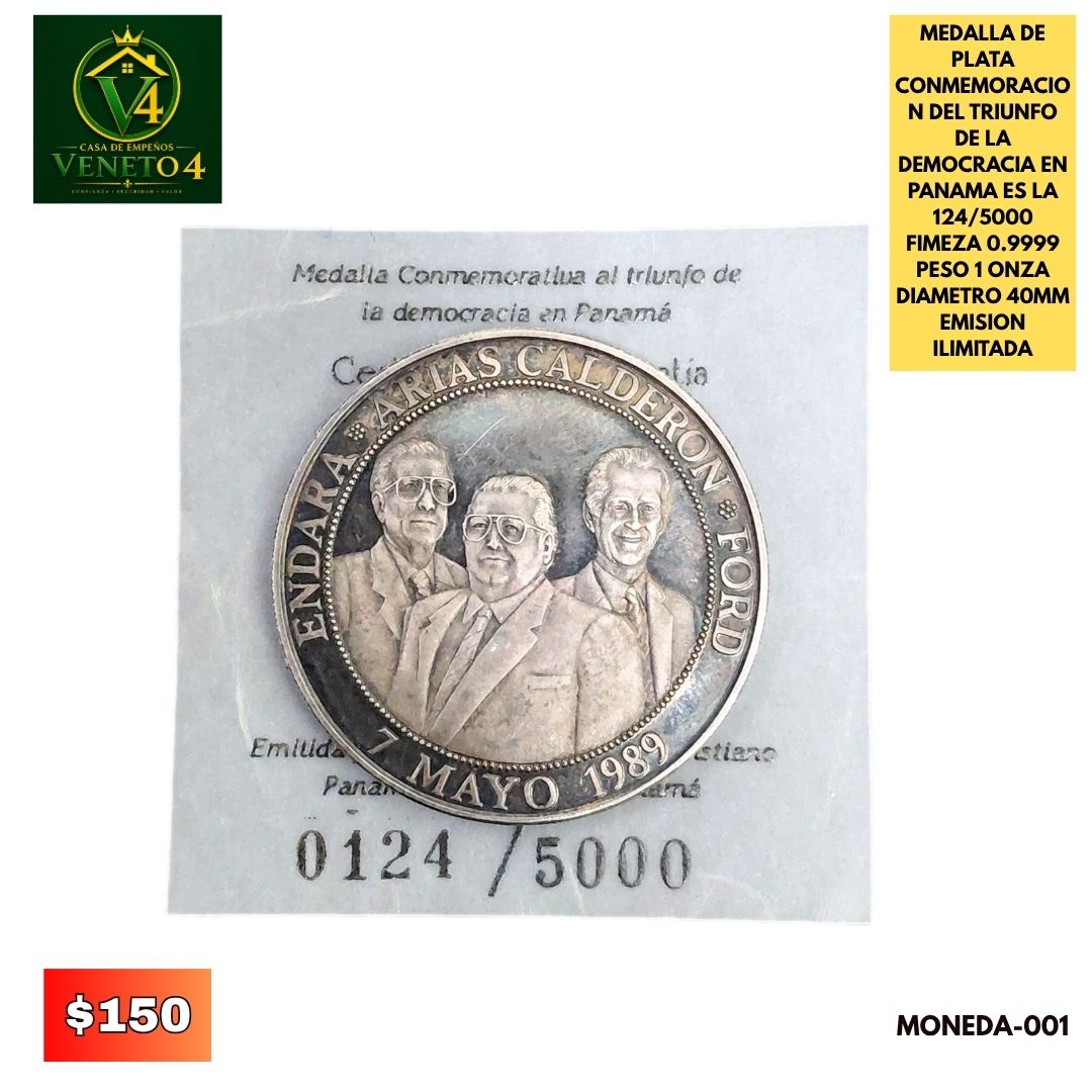 MEDALLA DE PLATA CERTIFICADA MONEDA-001