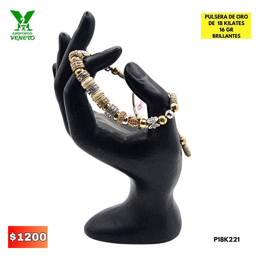 PULSERA DE ORO DE 18 KILATES CON DELICADOS BRILLANTES P18K221