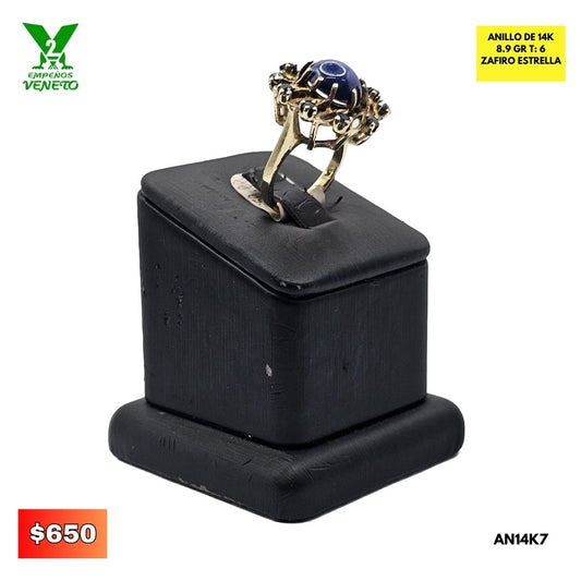 ANILLO DE 14 KILATES CON HERMOSO ZAFIRO ESTRELLA AN14K7