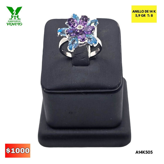 ANILLO DE 14K HERMOSAS PIEDRAS PRECIOSAS A14K505